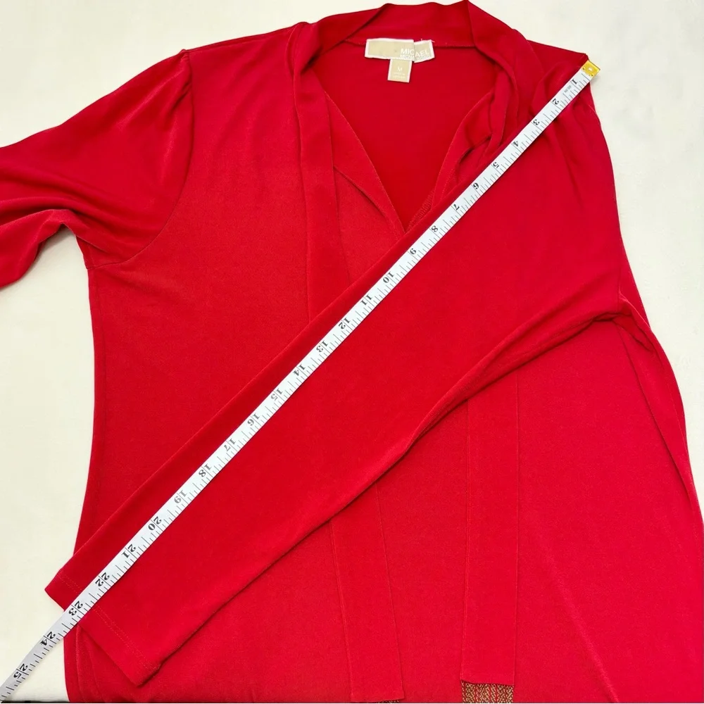 Michael Kors Vibrant Red Stretch‎ Long Sleeve Knee Length Dress Size M